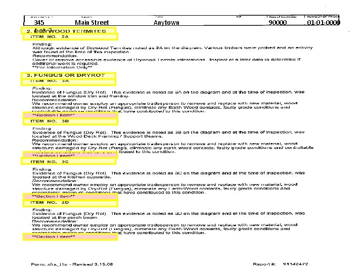 345 4 of 7 Main Street Anytown Termite Reports 90000 01 -01 -0000 