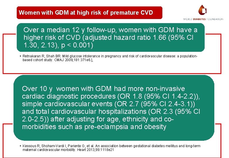 Women with GDM at high risk of premature CVD Over a median 12 y