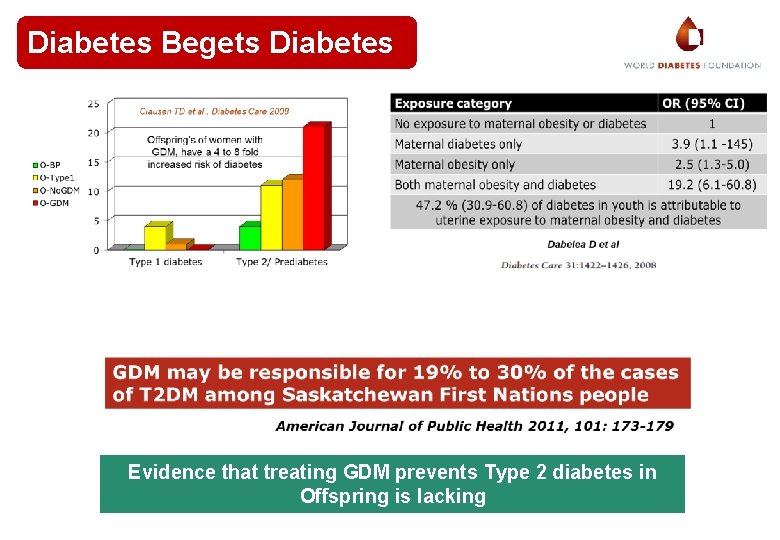 Diabetes Begets Diabetes . Evidence that treating GDM prevents Type 2 diabetes in Offspring