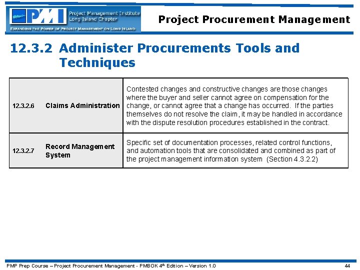 Project Procurement Management 12. 3. 2 Administer Procurements Tools and Techniques 12. 3. 2.