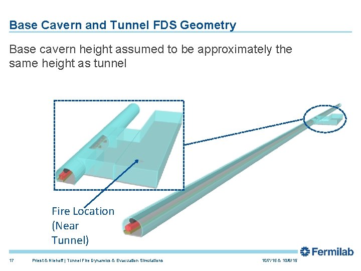 Base Cavern and Tunnel FDS Geometry Base cavern height assumed to be approximately the