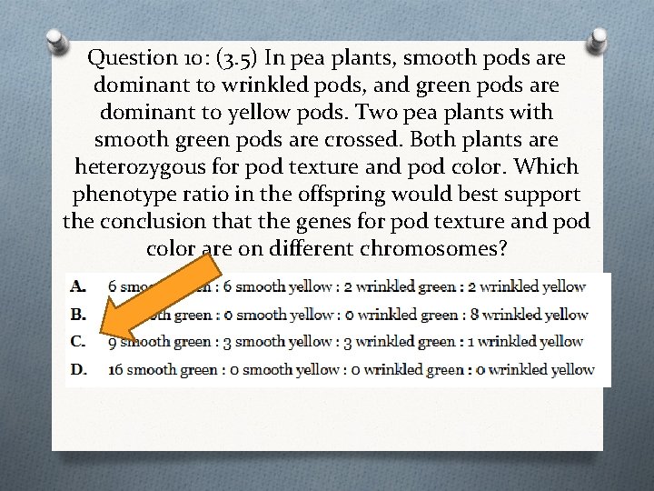 Question 10: (3. 5) In pea plants, smooth pods are dominant to wrinkled pods,