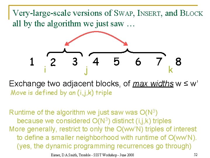 Very-large-scale versions of SWAP, INSERT, and BLOCK all by the algorithm we just saw