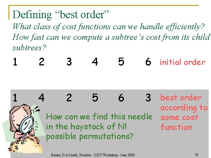 Defining “best order” What class of cost functions can we handle efficiently? How fast