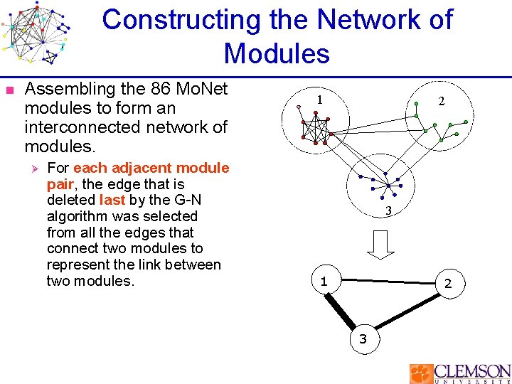 Constructing the Network of Modules n Assembling the 86 Mo. Net modules to form