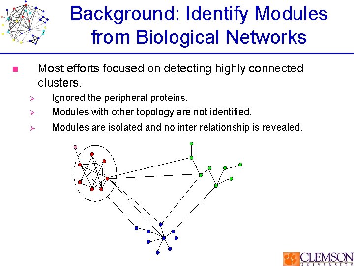 Background: Identify Modules from Biological Networks Most efforts focused on detecting highly connected clusters.