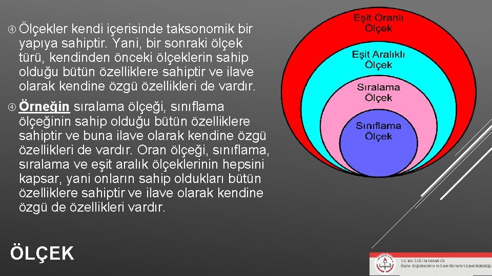 Ölçekler kendi içerisinde taksonomik bir yapıya sahiptir. Yani, bir sonraki ölçek türü, kendinden Ölçekler kendi içerisinde taksonomik bir yapıya sahiptir. Yani, bir sonraki ölçek türü, kendinden