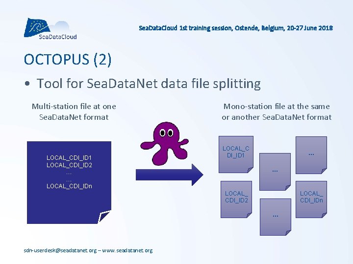 Sea. Data. Cloud 1 st training session, Ostende, Belgium, 20 -27 June 2018 OCTOPUS