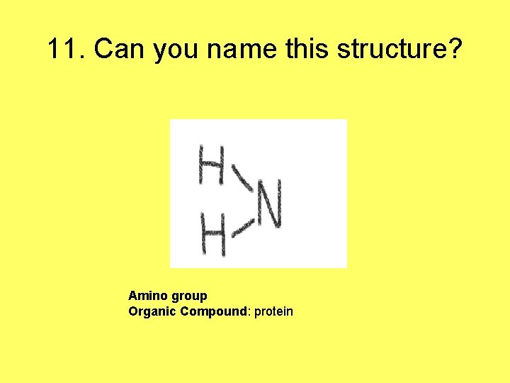 11. Can you name this structure? Amino group Organic Compound: protein 