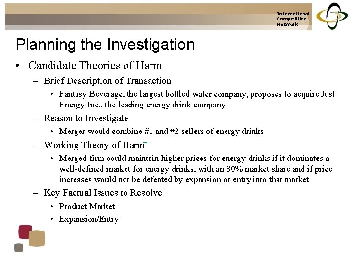 International Competition Network Planning the Investigation • Candidate Theories of Harm – Brief Description