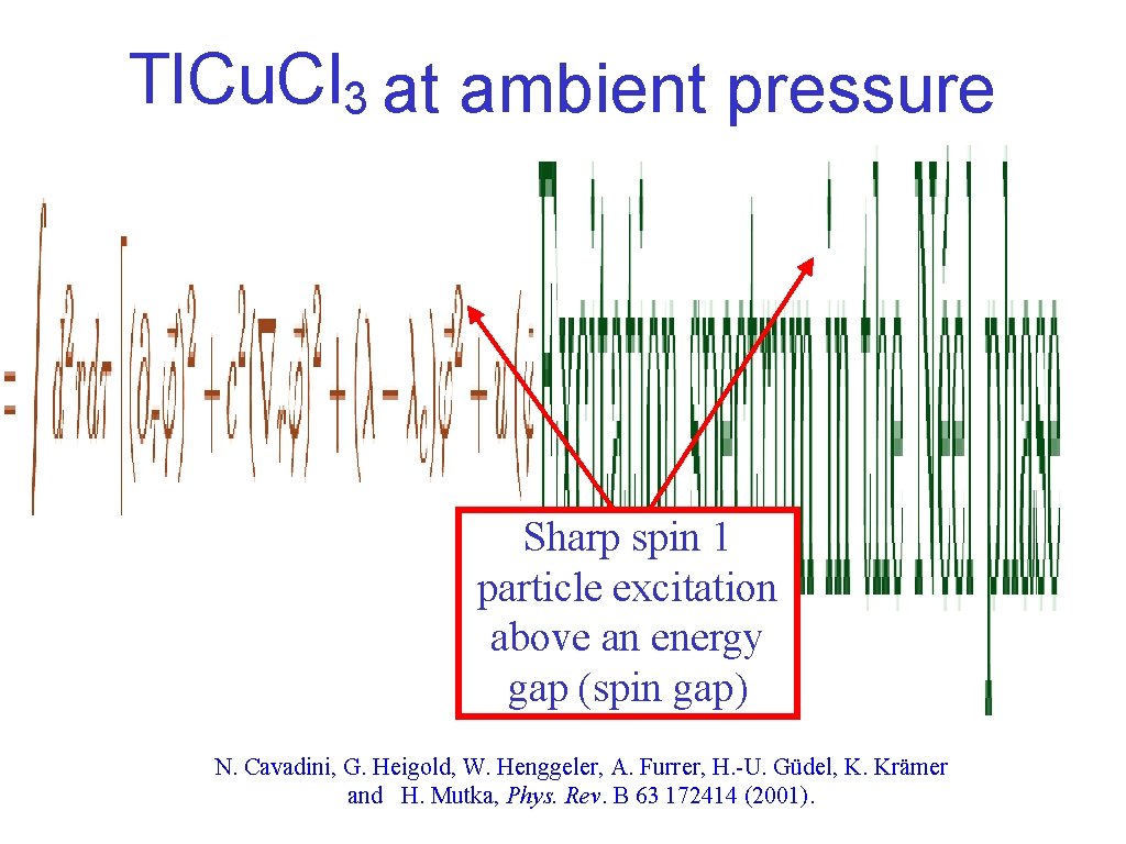 Tl. Cu. Cl 3 at ambient pressure Sharp spin 1 particle excitation above an