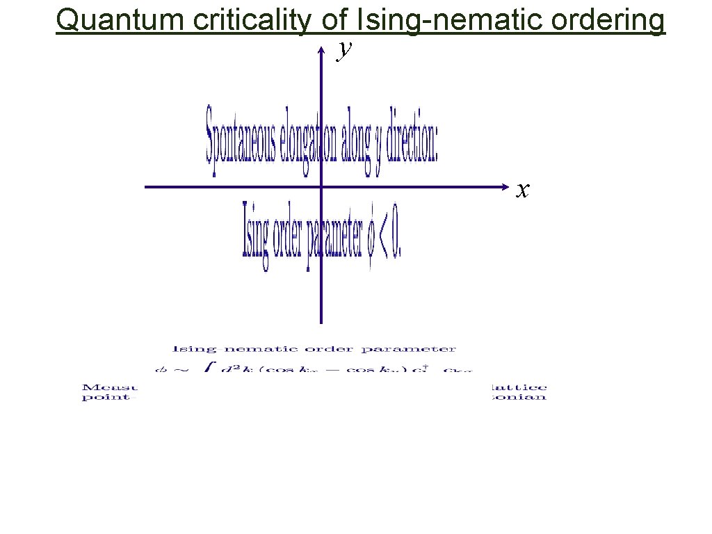 Quantum criticality of Ising-nematic ordering y x 