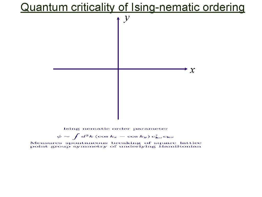 Quantum criticality of Ising-nematic ordering y x 