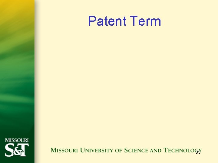 Patent Term 33 Patent Term 33