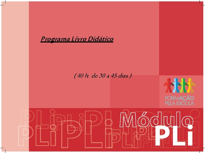 Programa Livro Didático ( 40 h; de 30 a 45 dias ) Programa Livro Didático ( 40 h; de 30 a 45 dias )
