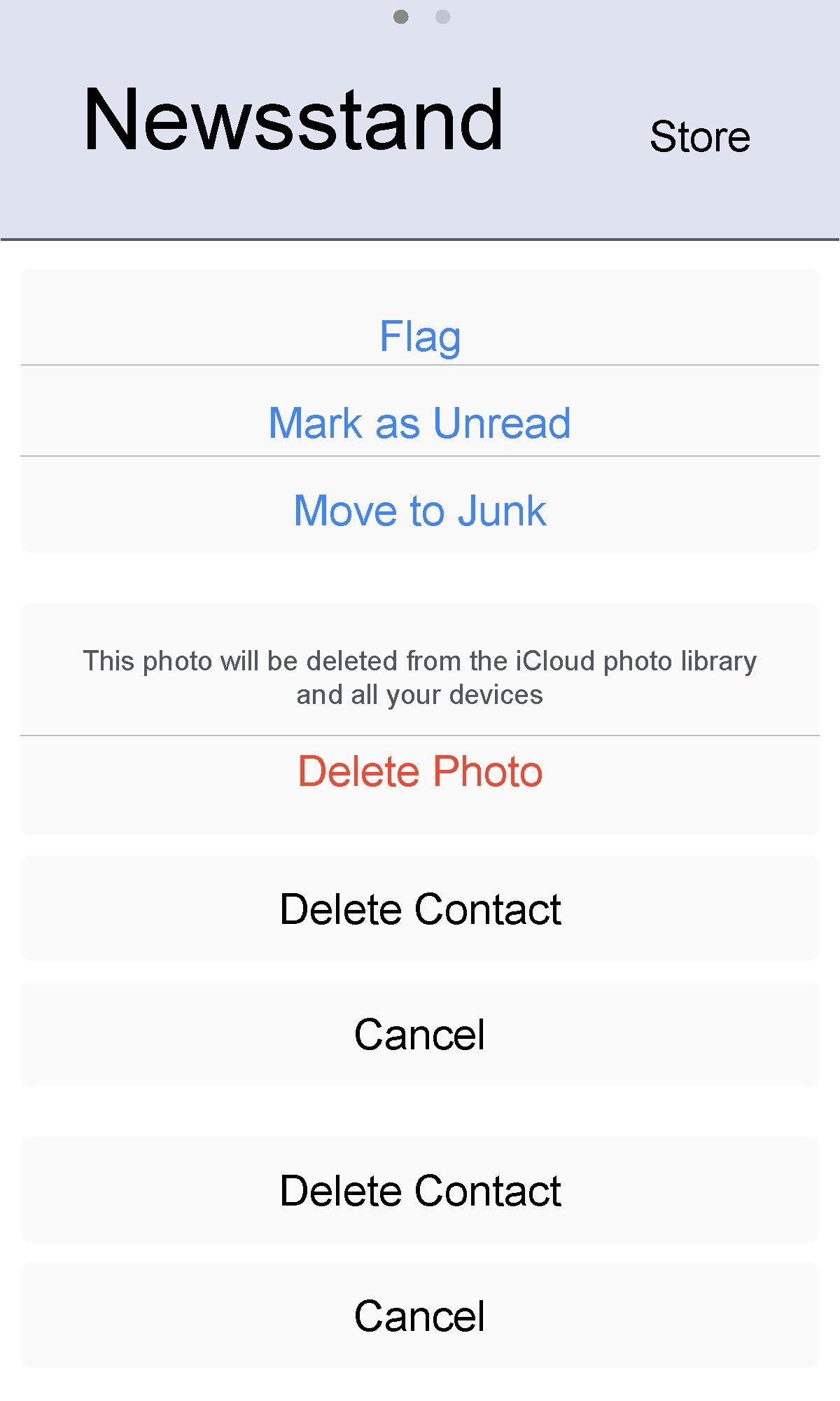 Newsstand Store Flag Mark as Unread Move to Junk This photo will be deleted