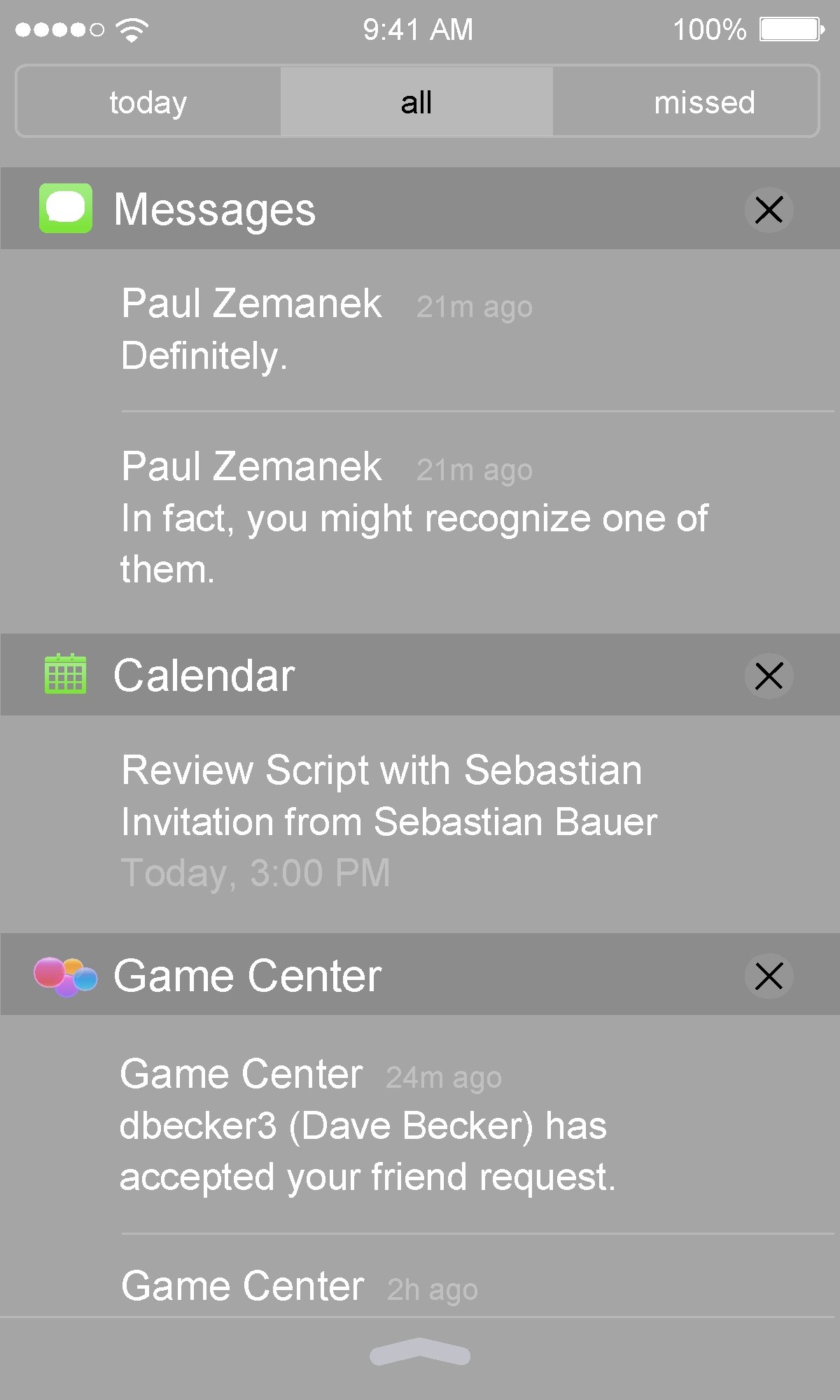 9: 41 AM 100% all missed today Messages Paul Zemanek 21 m ago Definitely.