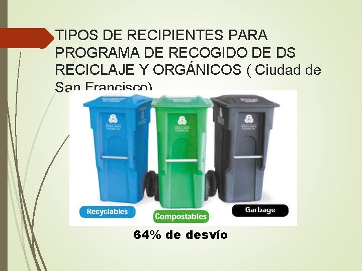 TIPOS DE RECIPIENTES PARA PROGRAMA DE RECOGIDO DE DS RECICLAJE Y ORGÁNICOS ( Ciudad