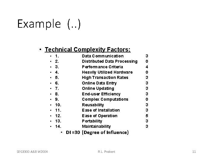 Example (. . ) • Technical Complexity Factors: • • • • 1. 2.