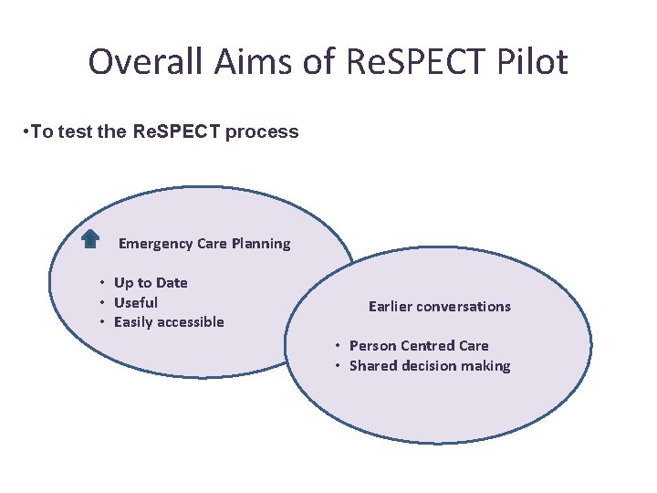 Overall Aims of Re. SPECT Pilot • To test the Re. SPECT process Emergency