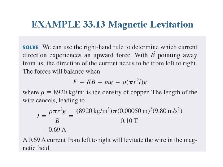 EXAMPLE 33. 13 Magnetic Levitation 