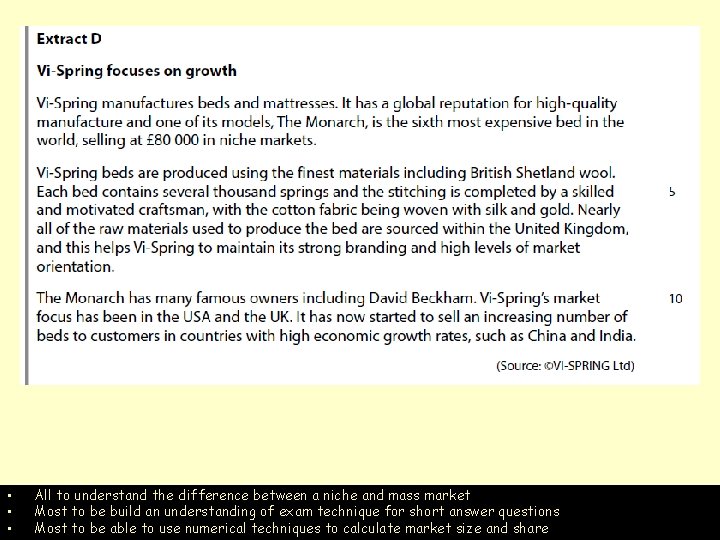  • • • All to understand the difference between a niche and mass