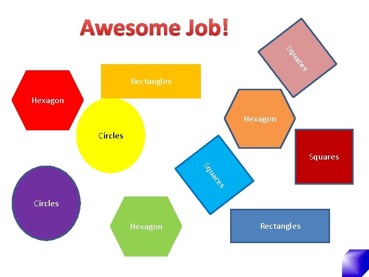 Awesome Job! es r ua Sq Rectangles Hexagon Circles Squares s re ua Sq
