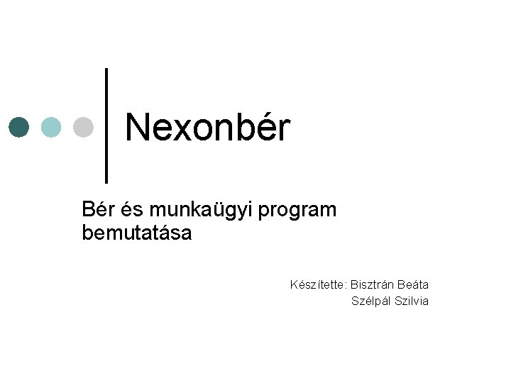 Nexonbér Bér és munkaügyi program bemutatása Készítette: Bisztrán Beáta Szélpál Szilvia 