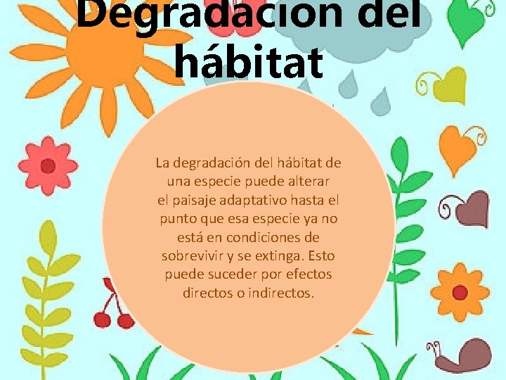 Degradación del hábitat La degradación del hábitat de una especie puede alterar el paisaje Degradación del hábitat La degradación del hábitat de una especie puede alterar el paisaje