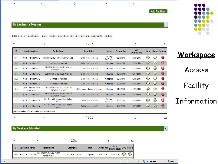 Workspace Access Facility Information 