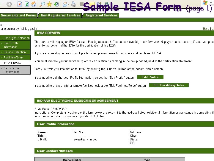 Sample IESA Form (page 1) 