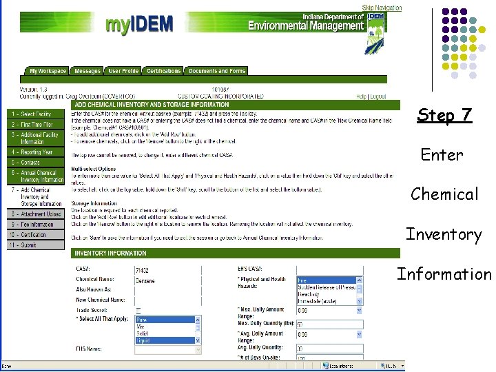 Step 7 Enter Chemical Inventory Information 