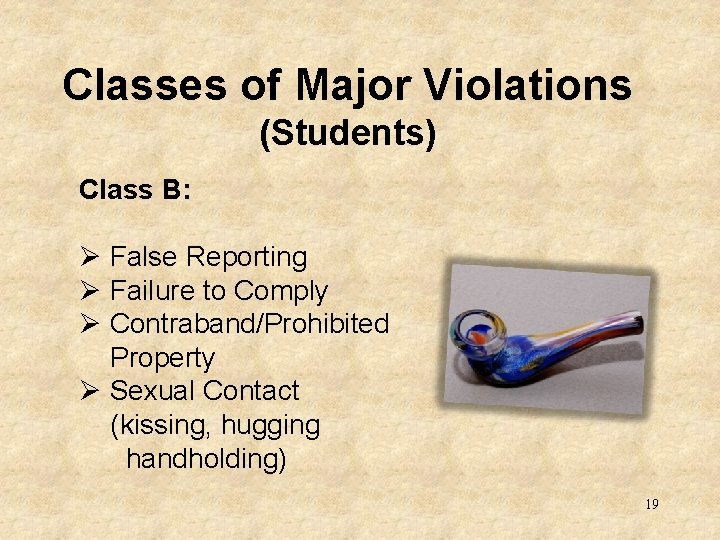 Classes of Major Violations (Students) Class B: Ø False Reporting Ø Failure to Comply