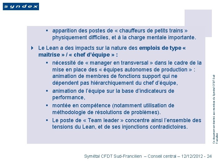 4 Le Lean a des impacts sur la nature des emplois de type «