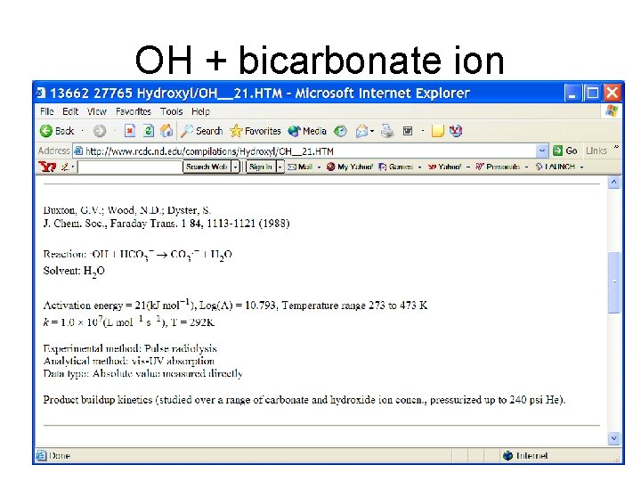 OH + bicarbonate ion 