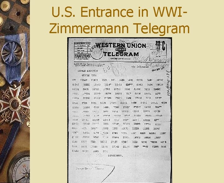 U. S. Entrance in WWIZimmermann Telegram 