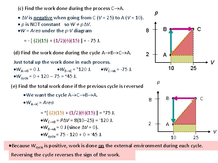 (c) Find the work done during the process C A. ∆V is negative when
