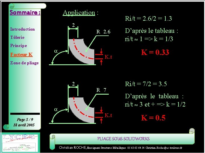 Sommaire : Facteur K Application : 2 Introduction Ri/t = 2. 6/2 = 1.