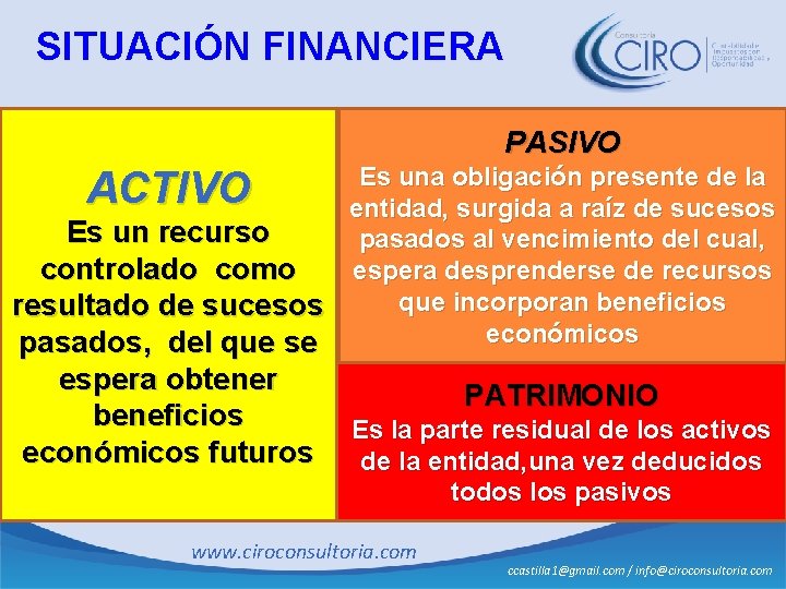 SITUACIÓN FINANCIERA PASIVO Es una obligación presente de la entidad, surgida a raíz de