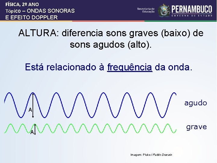 FÍSICA, 2º ANO Tópico – ONDAS SONORAS E EFEITO DOPPLER ALTURA: diferencia sons graves