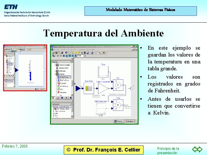 Modelado Matemático de Sistemas Físicos Temperatura del Ambiente • En este ejemplo se guardan