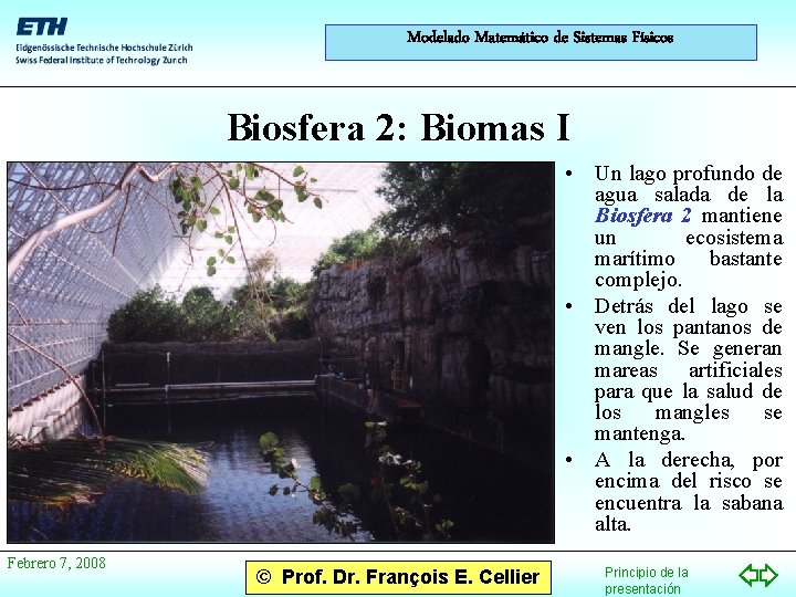 Modelado Matemático de Sistemas Físicos Biosfera 2: Biomas I • Un lago profundo de