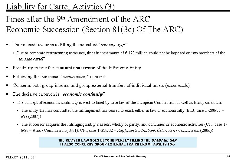 Liability for Cartel Activties (3) Fines after the 9 th Amendment of the ARC
