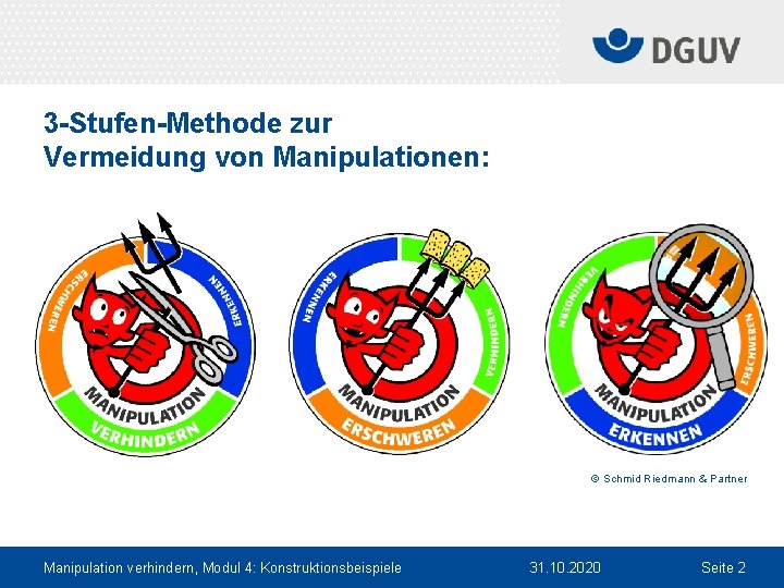 3 -Stufen-Methode zur Vermeidung von Manipulationen: © Schmid Riedmann & Partner Manipulation verhindern, Modul