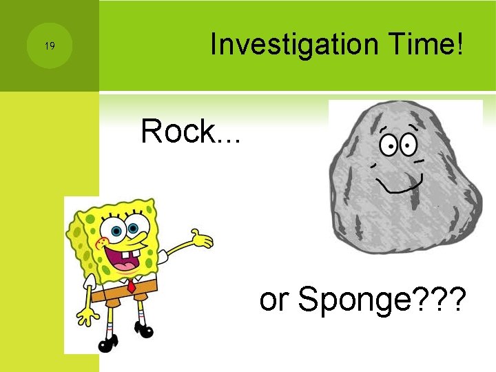 19 Investigation Time! Rock. . . or Sponge? ? ? 