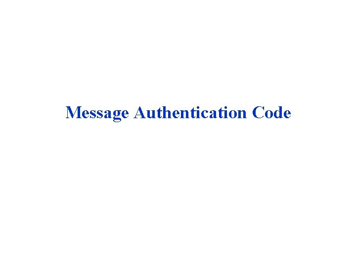 Message Authentication Code 