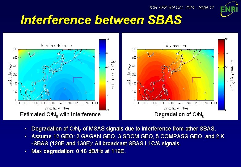 ICG APP-SG Oct. 2014 - Slide 11 Interference between SBAS Estimated C/N 0 with