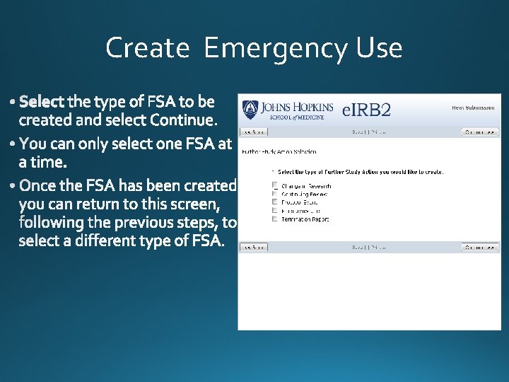 Create Emergency Use 