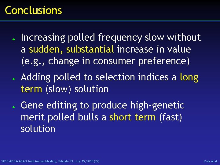 Conclusions ● ● ● Increasing polled frequency slow without a sudden, substantial increase in