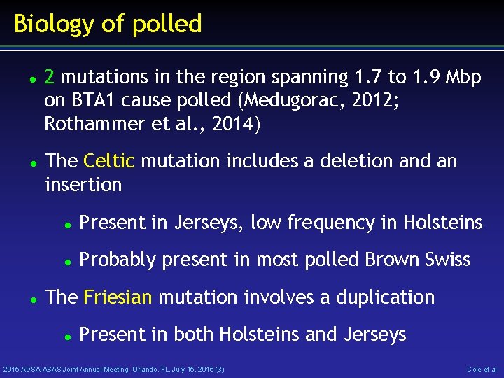 Biology of polled 2 mutations in the region spanning 1. 7 to 1. 9